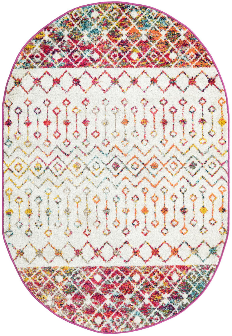 Mediterranean Lattice Collection Area Rug - Casablanca (Ivory Multi) Oval Ivory Multi Main