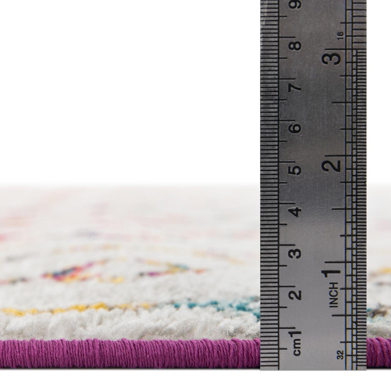 Mediterranean Lattice Collection Area Rug - Casablanca (Ivory Multi) Round Ivory Multi lifestyle 3