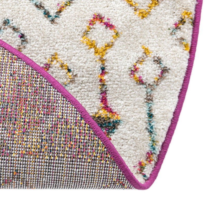 Mediterranean Lattice Collection Area Rug - Casablanca (Ivory Multi) Round Ivory Multi lifestyle 7