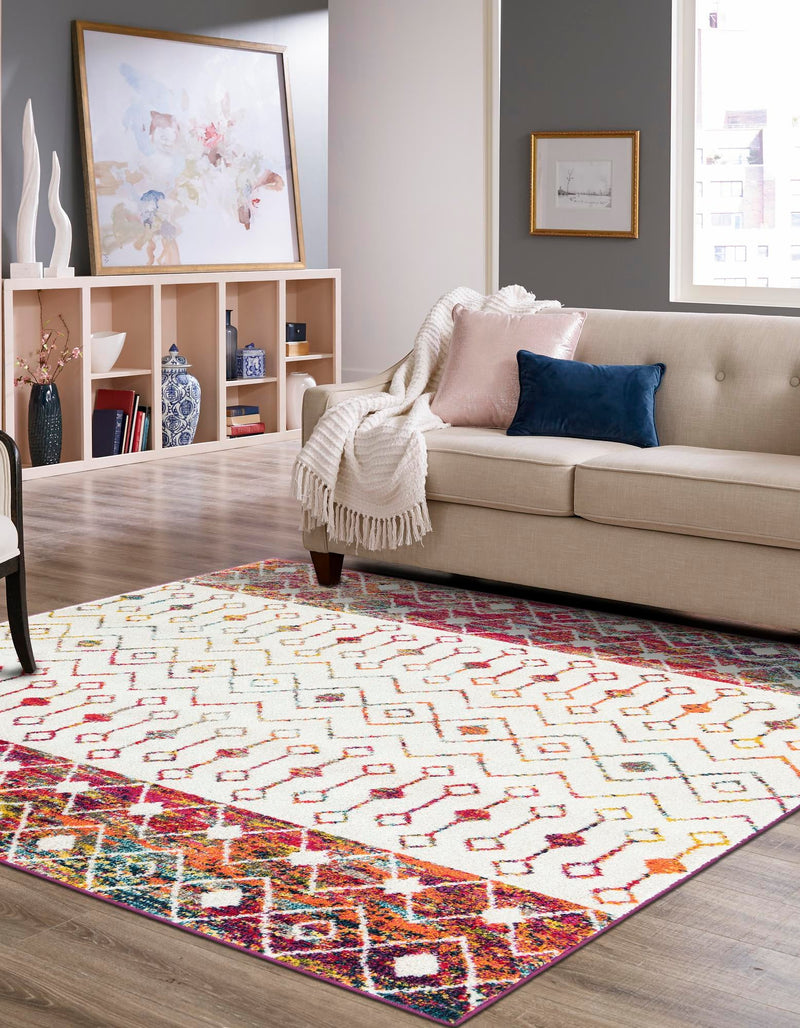 Mediterranean Lattice Collection Area Rug - Casablanca (Ivory Multi) Square Ivory Multi lifestyle 0