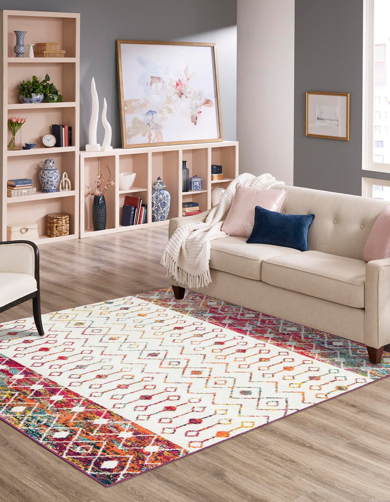 Mediterranean Lattice Collection Area Rug - Casablanca (Ivory Multi) Square Ivory Multi lifestyle 2