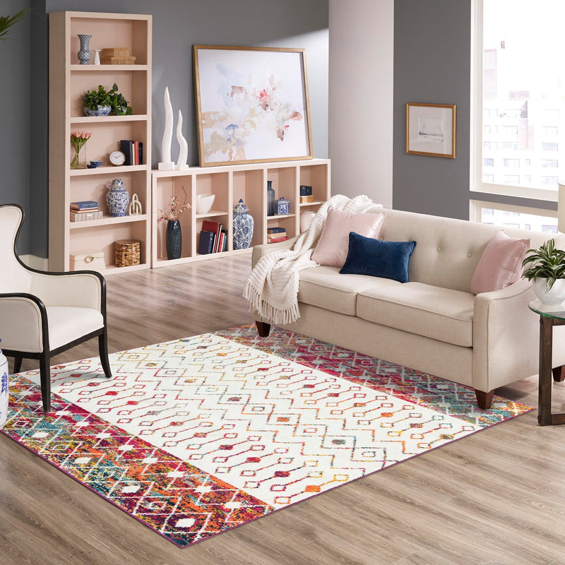 Mediterranean Lattice Collection Area Rug - Casablanca (Ivory Multi) Square Ivory Multi lifestyle 14