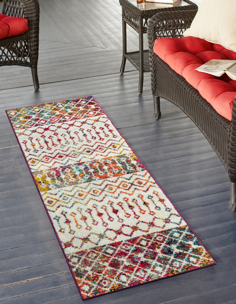 Mediterranean Lattice Collection Area Rug - Casablanca (Ivory Multi) Runner Ivory Multi lifestyle 9