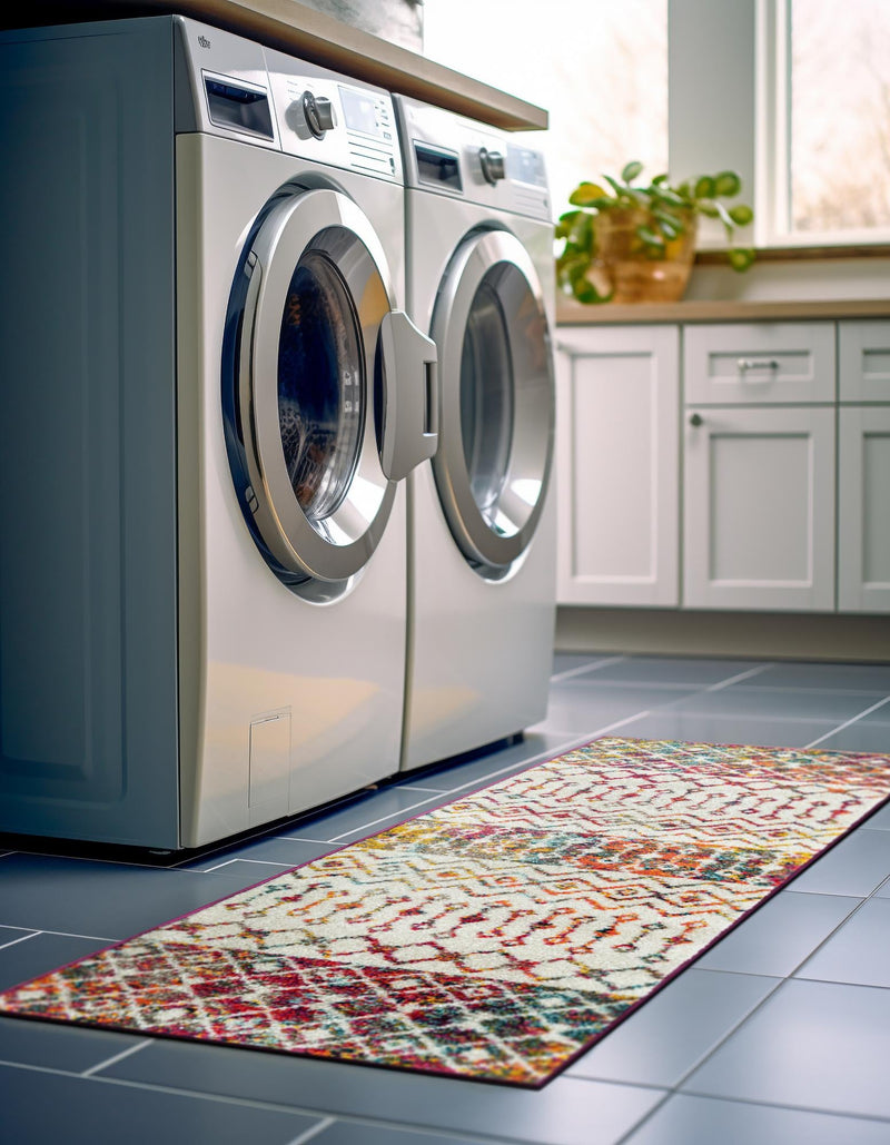 Mediterranean Lattice Collection Area Rug - Casablanca (Ivory Multi) Runner Ivory Multi lifestyle 13