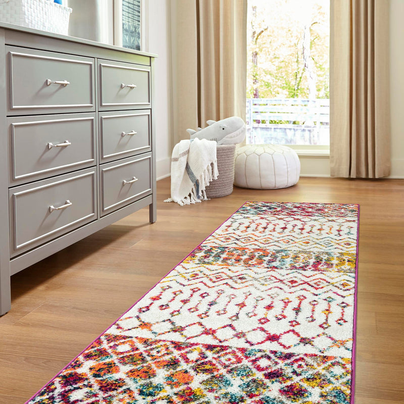 Mediterranean Lattice Collection Area Rug - Casablanca (Ivory Multi) Runner Ivory Multi lifestyle 25