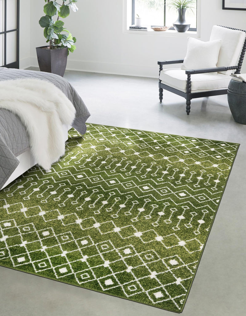 Mediterranean Lattice Collection Area Rug - Santorini (Green) Rectangle Green lifestyle 0