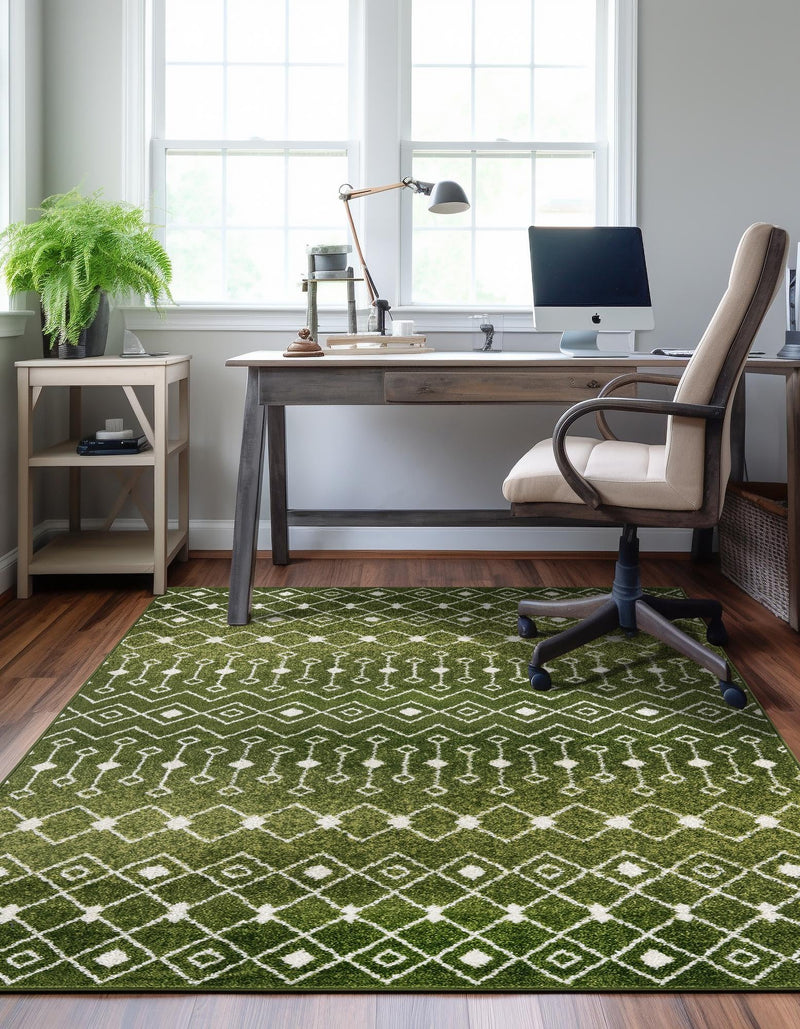 Mediterranean Lattice Collection Area Rug - Santorini (Green) Rectangle Green lifestyle 2