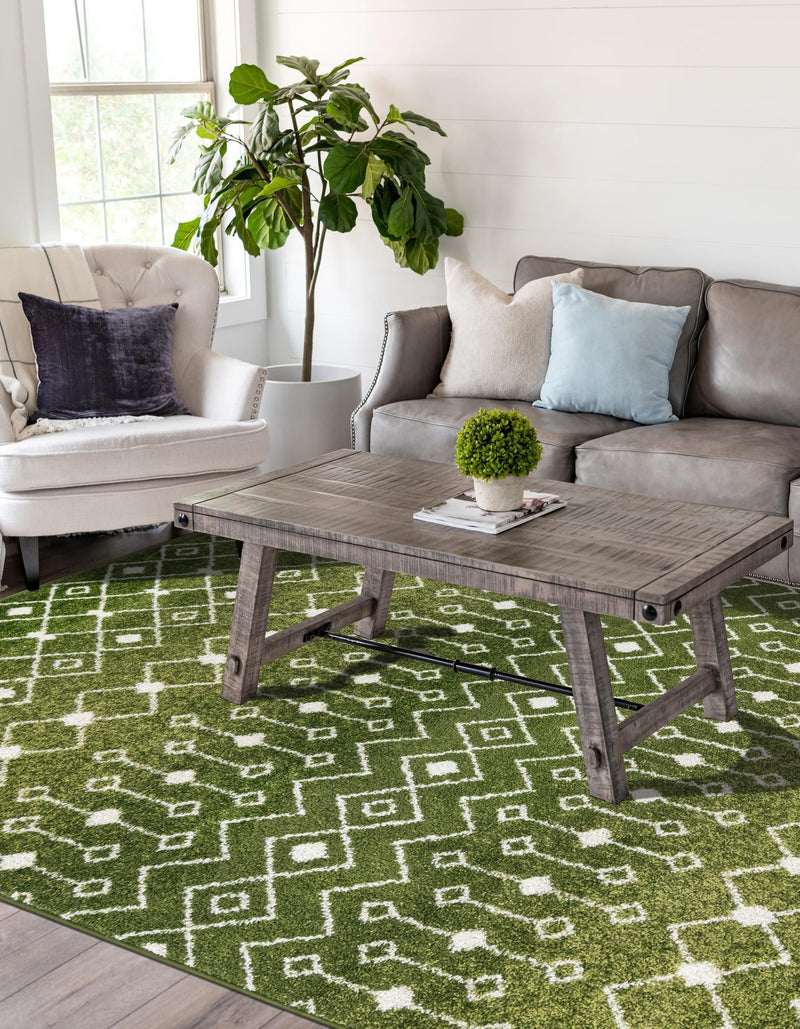 Mediterranean Lattice Collection Area Rug - Santorini (Green) Rectangle Green lifestyle 6