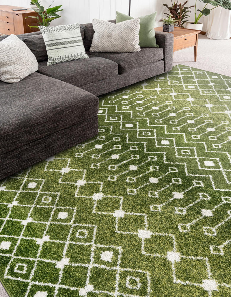 Mediterranean Lattice Collection Area Rug - Santorini (Green) Rectangle Green lifestyle 7