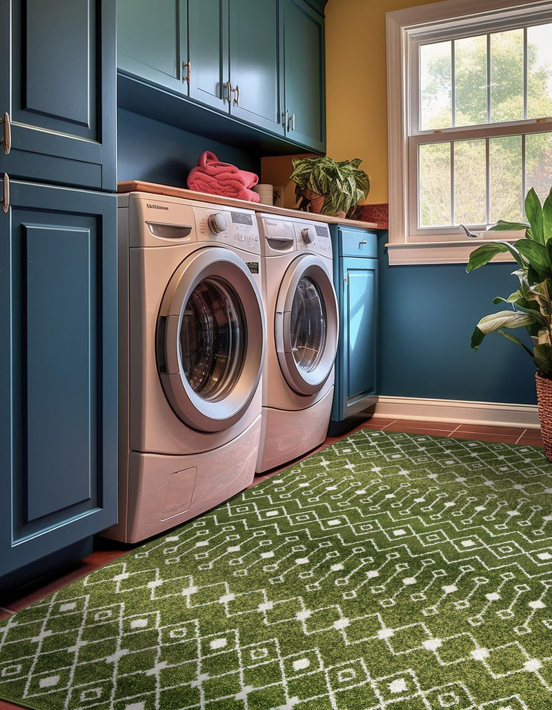 Mediterranean Lattice Collection Area Rug - Santorini (Green) Rectangle Green lifestyle 8