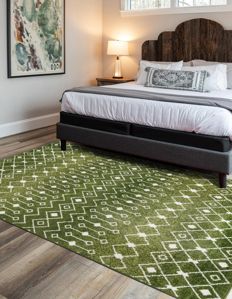 Mediterranean Lattice Collection Area Rug - Santorini (Green) Rectangle Green lifestyle 10