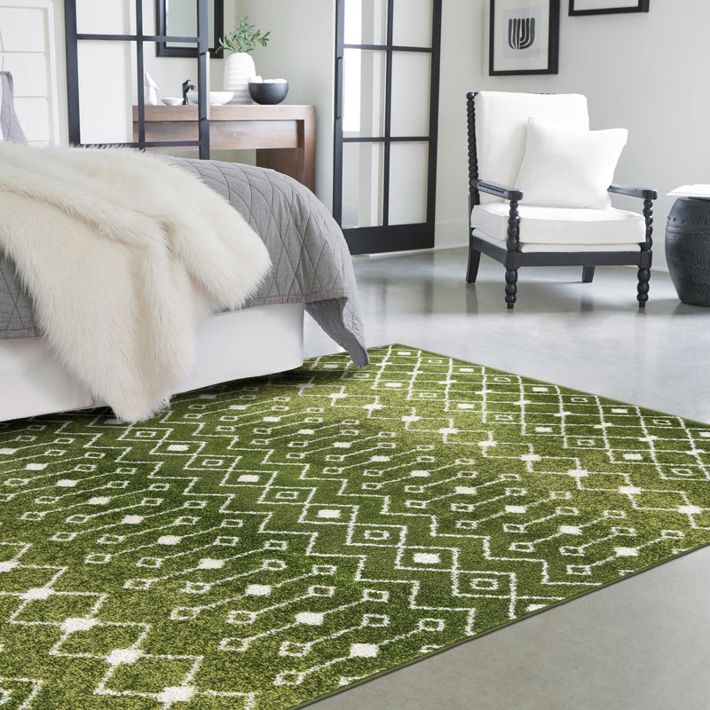 Mediterranean Lattice Collection Area Rug - Santorini (Green) Rectangle Green lifestyle 25