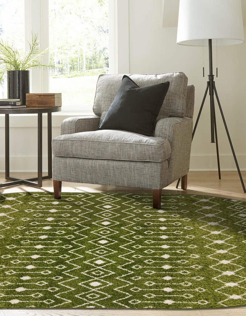 Mediterranean Lattice Collection Area Rug - Santorini (Green) Oval Green lifestyle 2