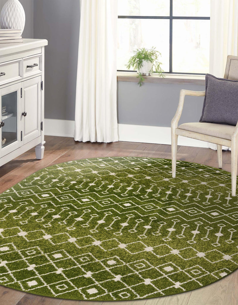 Mediterranean Lattice Collection Area Rug - Santorini (Green) Oval Green lifestyle 34