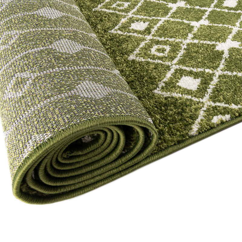 Mediterranean Lattice Collection Area Rug - Santorini (Green) Round Green lifestyle 10