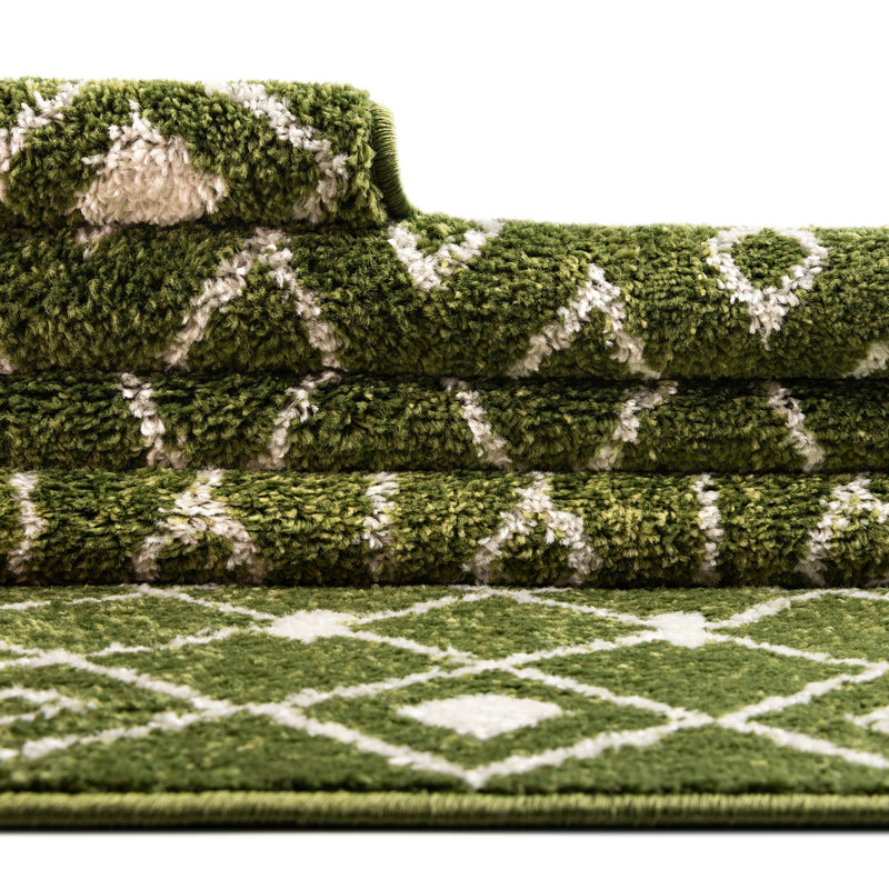 Mediterranean Lattice Collection Area Rug - Santorini (Green) Round Green lifestyle 12