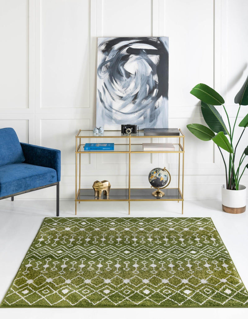 Mediterranean Lattice Collection Area Rug - Santorini (Green) Square Green lifestyle 0