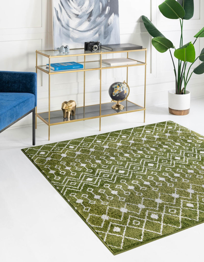 Mediterranean Lattice Collection Area Rug - Santorini (Green) Square Green lifestyle 2