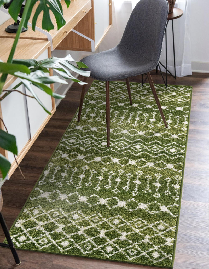 Mediterranean Lattice Collection Area Rug - Santorini (Green) Runner Green lifestyle 0