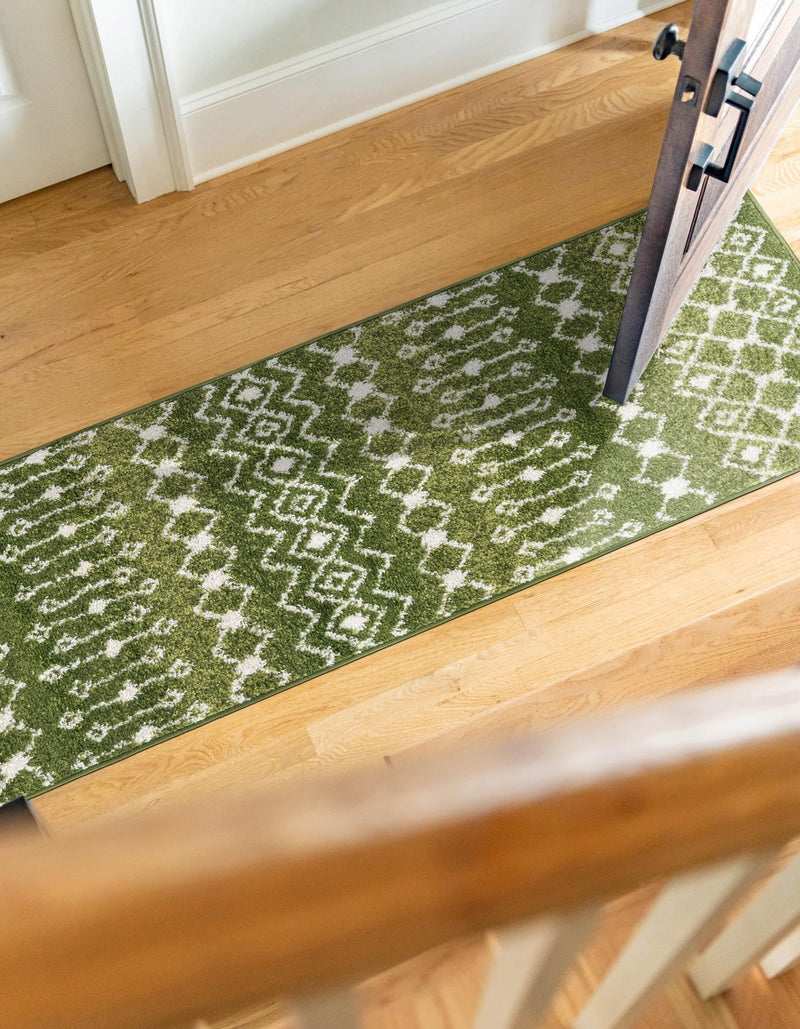 Mediterranean Lattice Collection Area Rug - Santorini (Green) Runner Green lifestyle 5