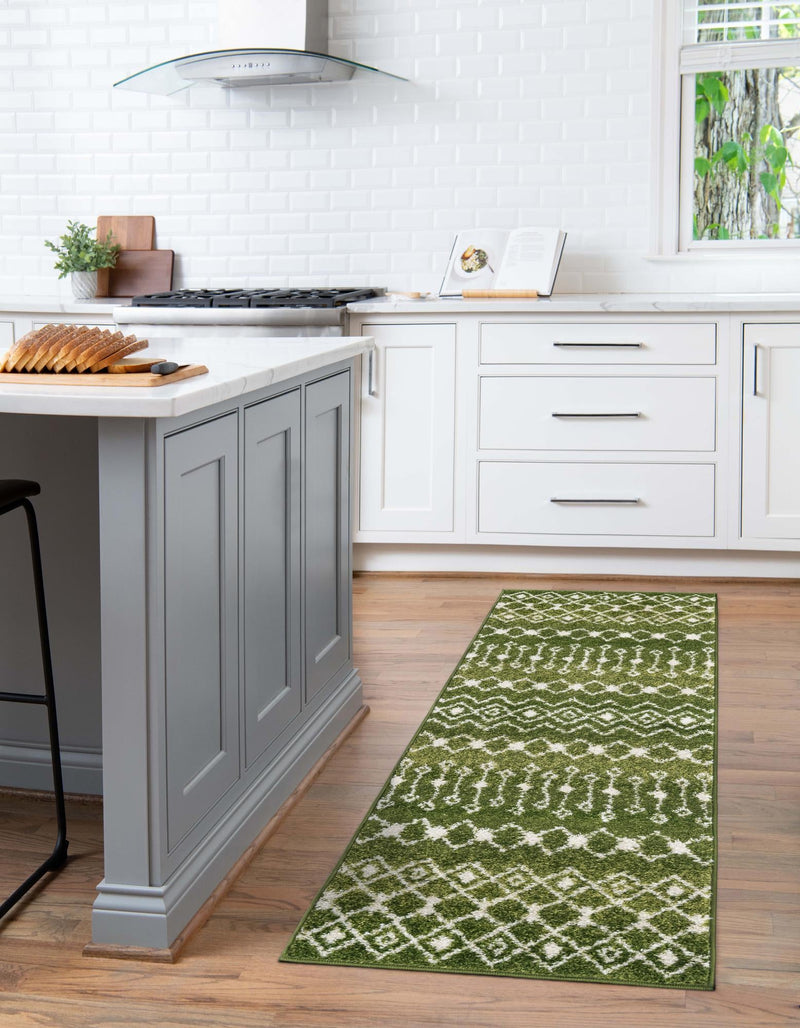 Mediterranean Lattice Collection Area Rug - Santorini (Green) Runner Green lifestyle 6