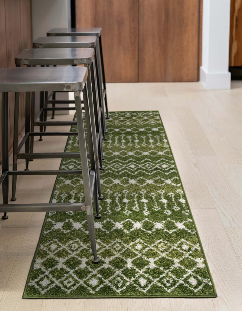 Mediterranean Lattice Collection Area Rug - Santorini (Green) Runner Green lifestyle 7