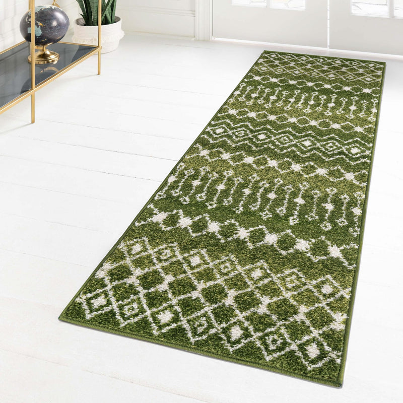 Mediterranean Lattice Collection Area Rug - Santorini (Green) Runner Green lifestyle 23