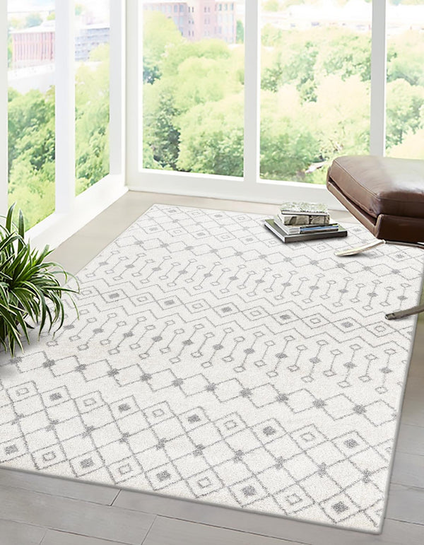 Mediterranean Lattice Collection Area Rug - Santorini (Ivory and Gray) Rectangle Ivory and Gray lifestyle 0