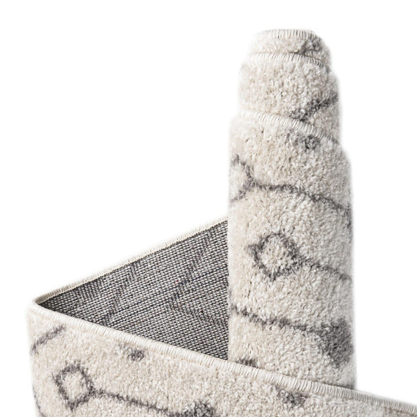 Mediterranean Lattice Collection Area Rug - Santorini (Ivory and Gray) Oval Ivory and Gray lifestyle 8