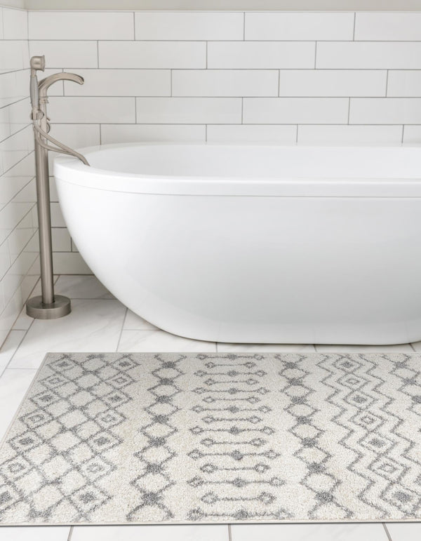 Mediterranean Lattice Collection Area Rug - Santorini (Ivory and Gray) Runner Ivory and Gray lifestyle 7