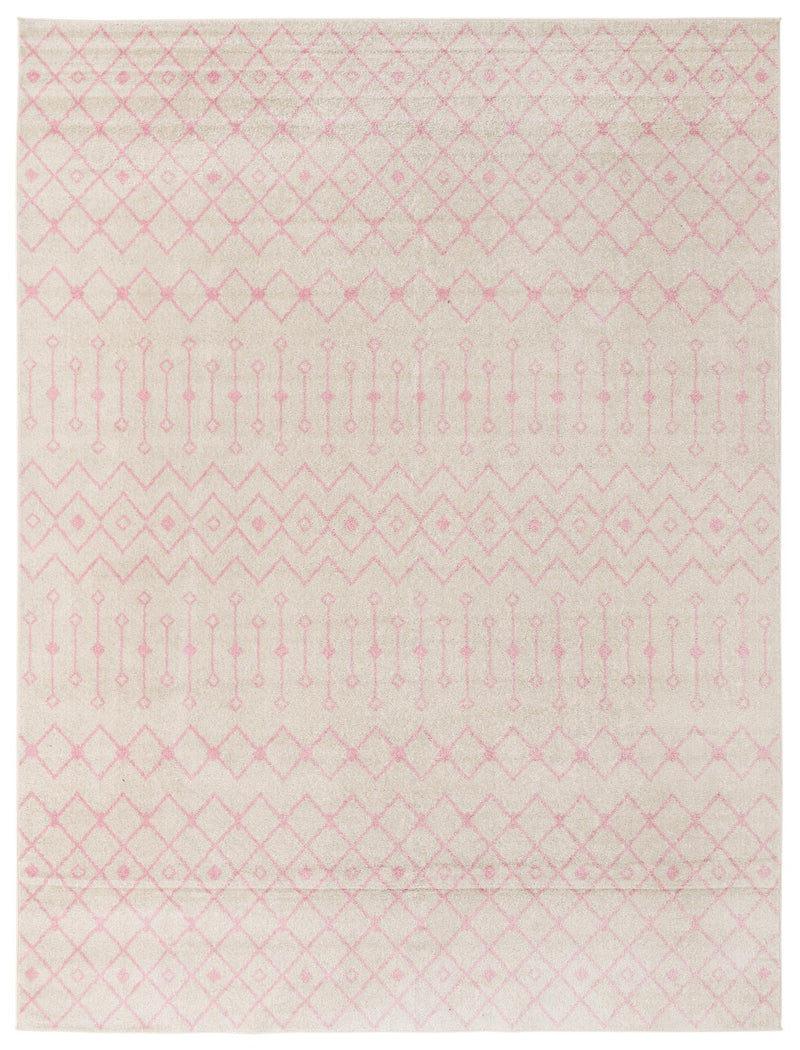 Mediterranean Lattice Collection Area Rug - Santorini (Ivory and Pink) Rectangle Ivory and Pink Main