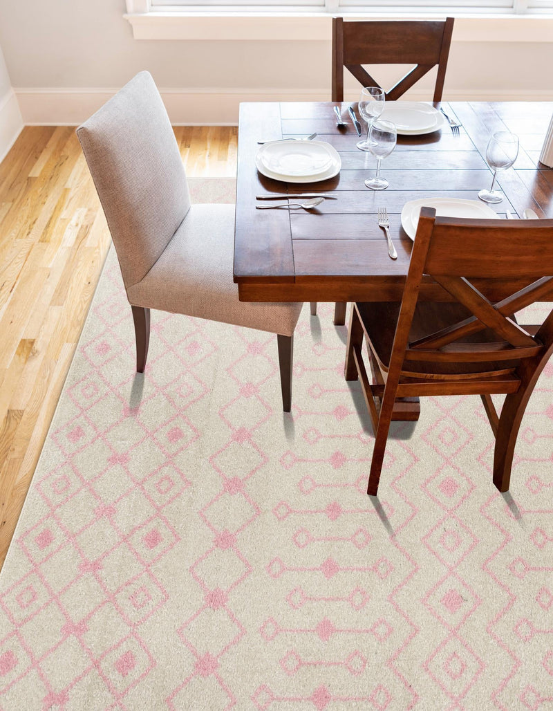 Mediterranean Lattice Collection Area Rug - Santorini (Ivory and Pink) Rectangle Ivory and Pink lifestyle 4