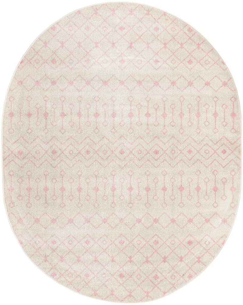Mediterranean Lattice Collection Area Rug - Santorini (Ivory and Pink) Oval Ivory and Pink lifestyle 18