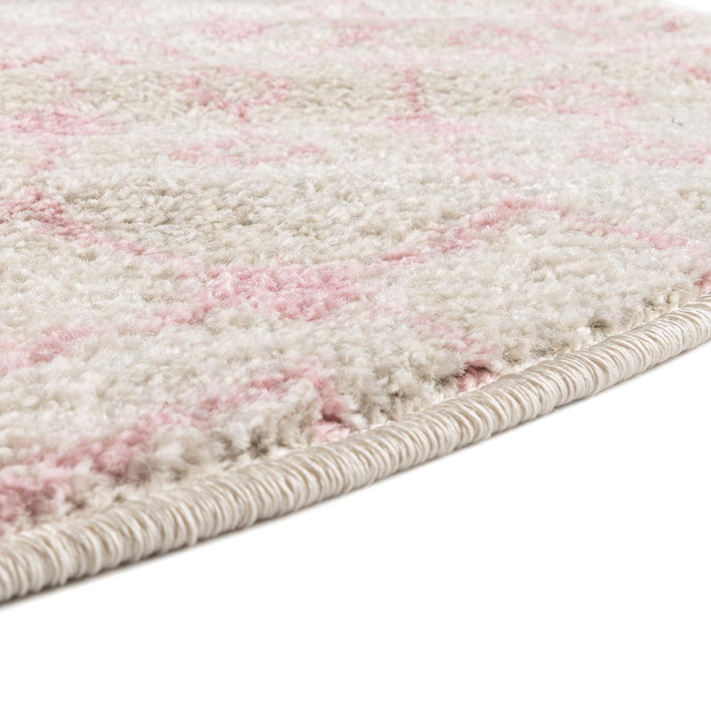 Mediterranean Lattice Collection Area Rug - Santorini (Ivory and Pink) Round Ivory and Pink lifestyle 5