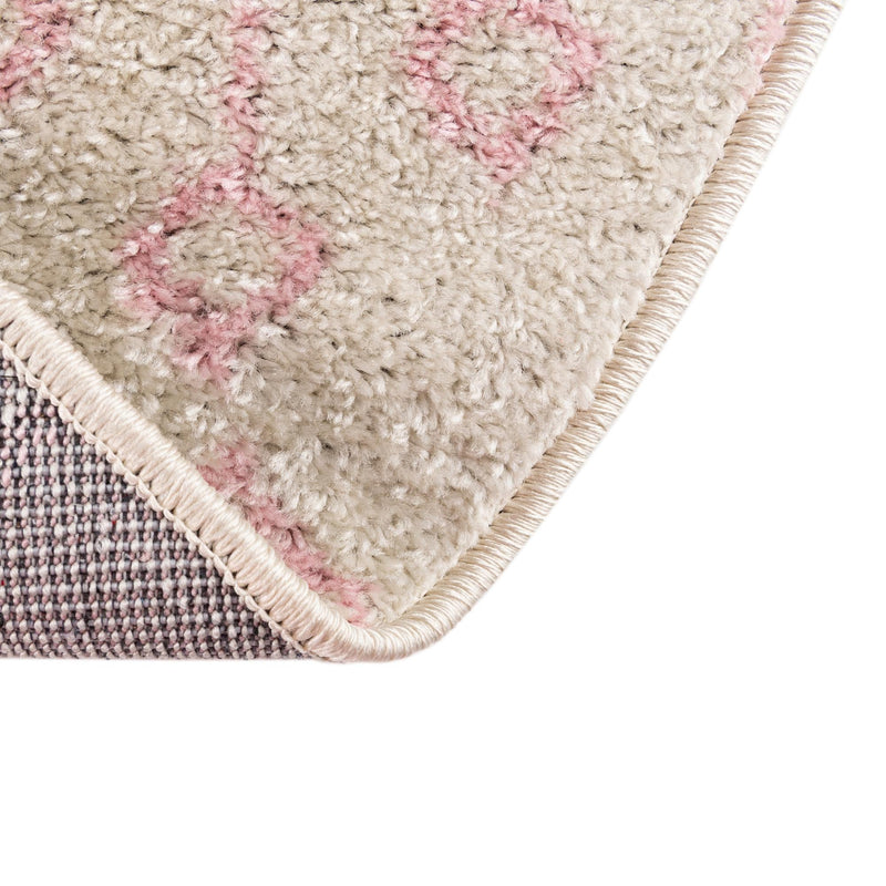 Mediterranean Lattice Collection Area Rug - Santorini (Ivory and Pink) Round Ivory and Pink lifestyle 8