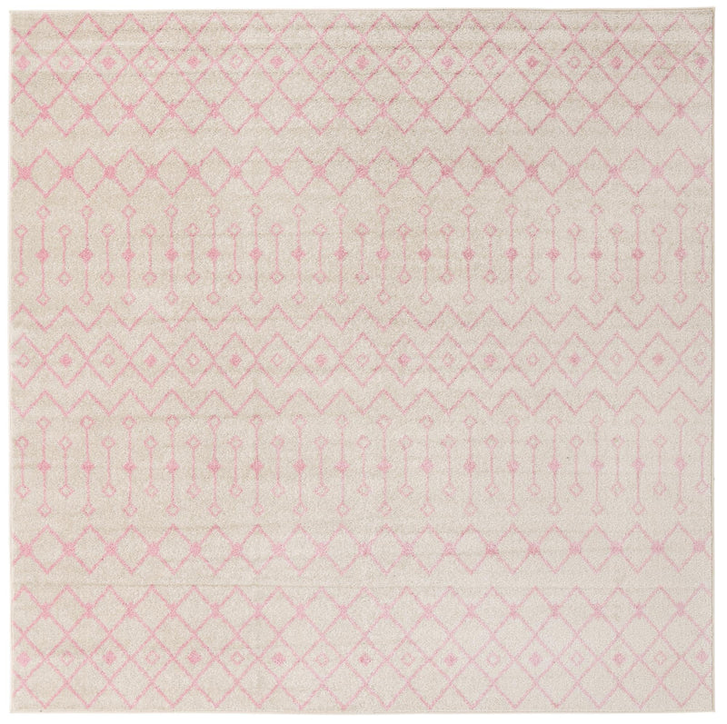 Mediterranean Lattice Collection Area Rug - Santorini (Ivory and Pink) Square Ivory and Pink Main