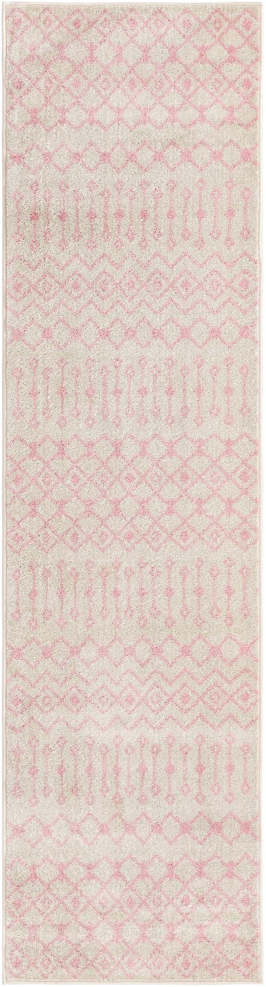 Mediterranean Lattice Collection Area Rug - Santorini (Ivory and Pink) Runner Ivory and Pink Main
