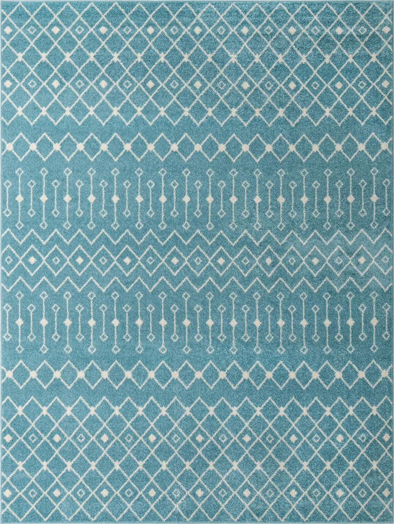 Mediterranean Lattice Collection Area Rug - Santorini (Aqua Blue) Rectangle Aqua Blue Main