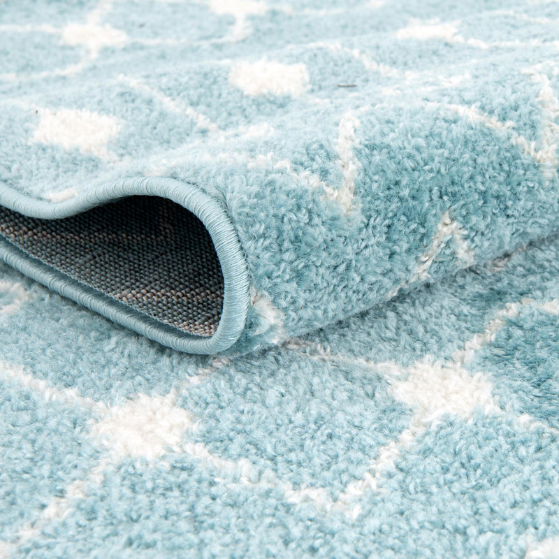 Mediterranean Lattice Collection Area Rug - Santorini (Aqua Blue) Oval Aqua Blue lifestyle 5