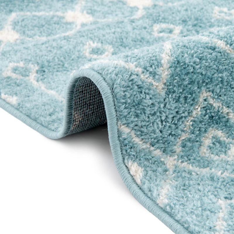 Mediterranean Lattice Collection Area Rug - Santorini (Aqua Blue) Oval Aqua Blue lifestyle 13