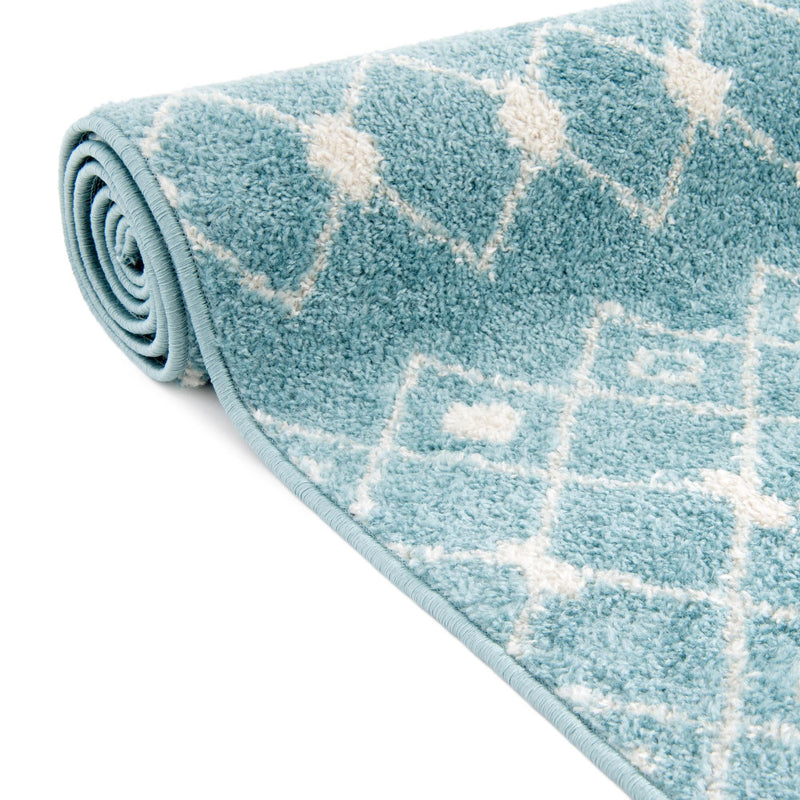 Mediterranean Lattice Collection Area Rug - Santorini (Aqua Blue) Oval Aqua Blue lifestyle 17