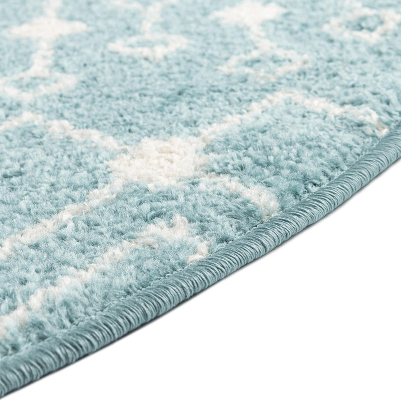 Mediterranean Lattice Collection Area Rug - Santorini (Aqua Blue) Round Aqua Blue lifestyle 7