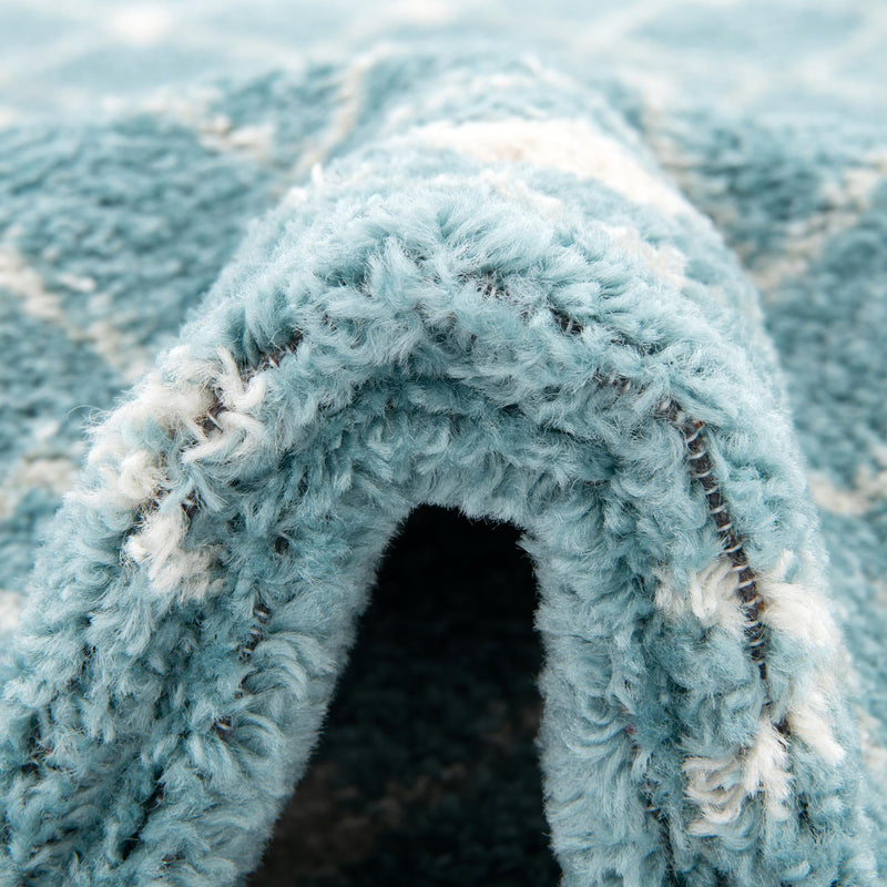 Mediterranean Lattice Collection Area Rug - Santorini (Aqua Blue) Round Aqua Blue lifestyle 10