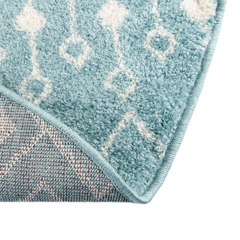 Mediterranean Lattice Collection Area Rug - Santorini (Aqua Blue) Round Aqua Blue lifestyle 12
