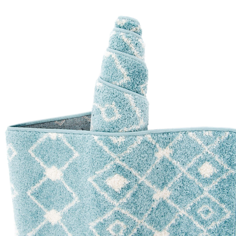 Mediterranean Lattice Collection Area Rug - Santorini (Aqua Blue) Round Aqua Blue lifestyle 17