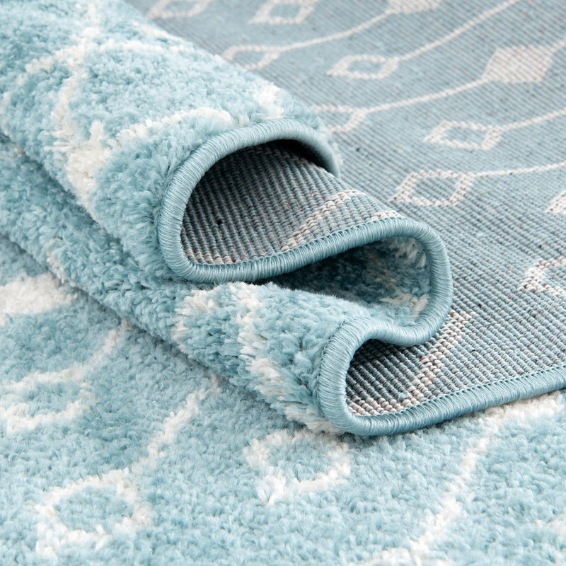Mediterranean Lattice Collection Area Rug - Santorini (Aqua Blue) Round Aqua Blue lifestyle 21