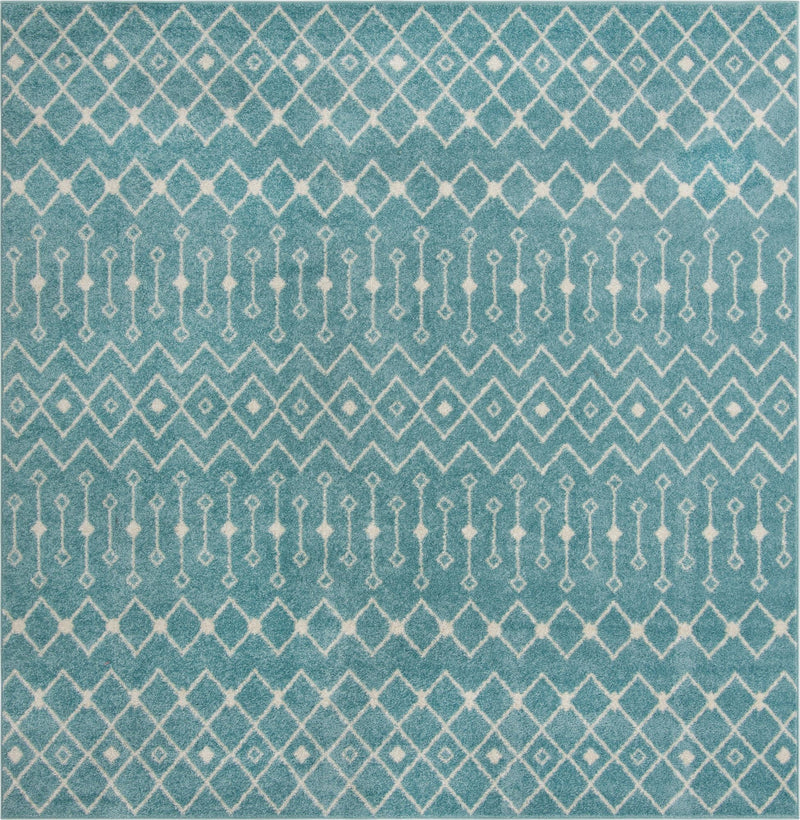 Mediterranean Lattice Collection Area Rug - Santorini (Aqua Blue) Square Aqua Blue Main