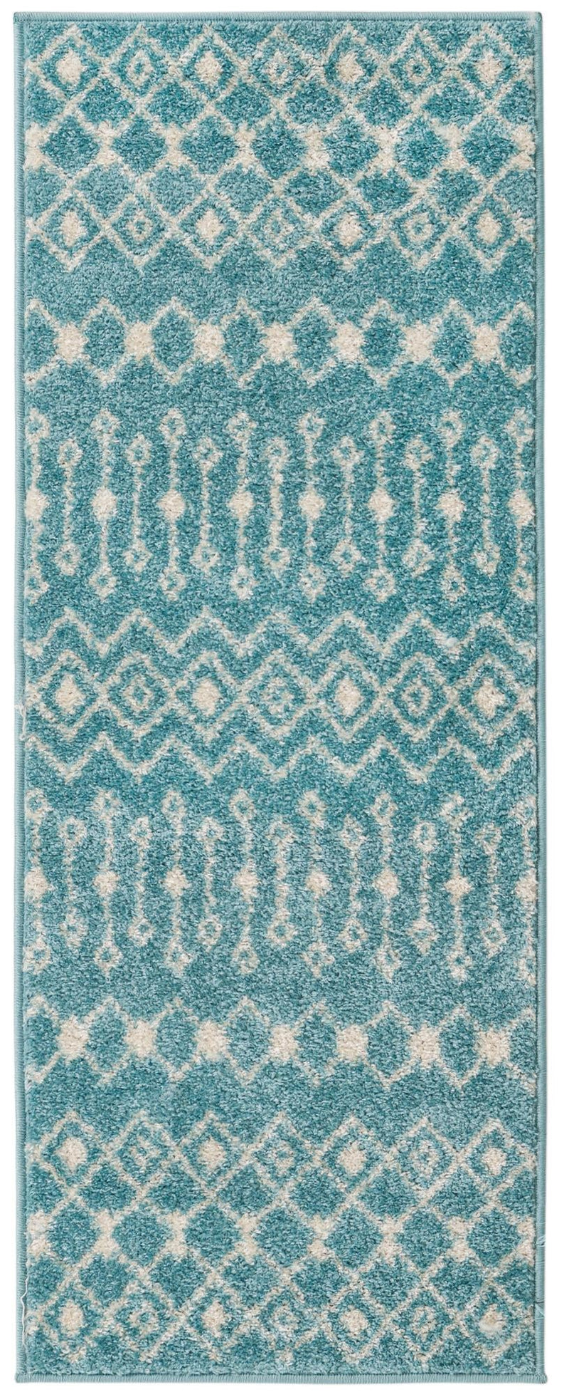 Mediterranean Lattice Collection Area Rug - Santorini (Aqua Blue) Runner Aqua Blue Main