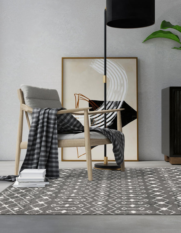 Mediterranean Lattice Collection Area Rug - Santorini (Dark Gray) Rectangle Dark Gray lifestyle 3