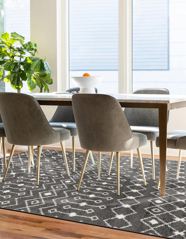Mediterranean Lattice Collection Area Rug - Santorini (Dark Gray) Rectangle Dark Gray lifestyle 5